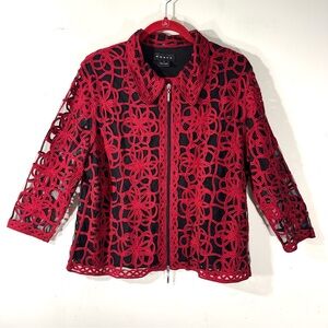 Weavz Red Ribbon Soutache full zip jacket black mesh